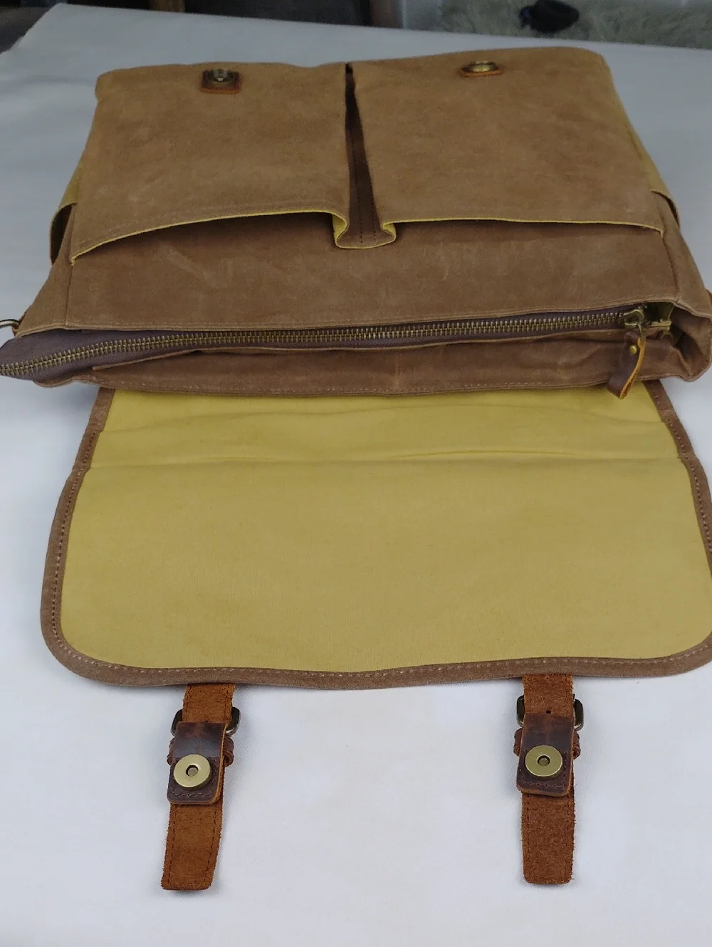 Newhey Men's Canvas And Leather Laptop Messanger Bag.